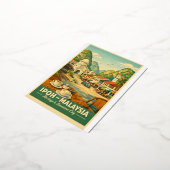 Ipoh City, Malaysia retro travel 箔シーズンポストカード (回転した状態)