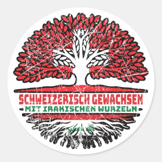 Irak Irakisch Schweiz Baum Wurzel ラウンドシール (正面)