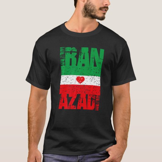 Iran Azadi Free Iran Heart Flag Freedom Quote Tシャツ (正面)