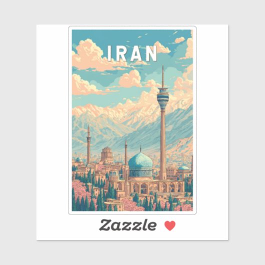 Iran Illustration Travel Art Vintage シール (シート)