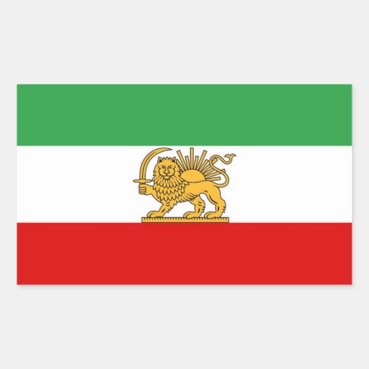 IRAN Lion and Sun Flag LARGE Sticker 長方形シール (正面)