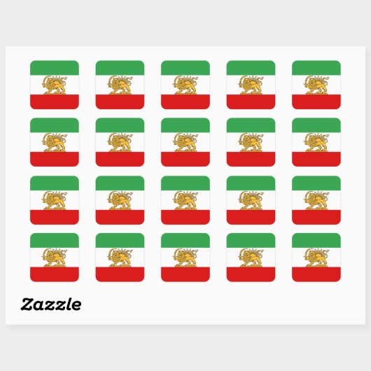 IRAN Lion and Sun Flag Mini Sticker スクエアシール (シート)