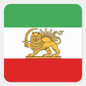 IRAN Lion and Sun Flag Mini Sticker スクエアシール (正面)