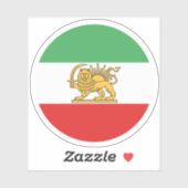 Iran Lion Flag Round Sticker シール (シート)