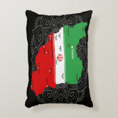 Iran Map with Flag and Emblem アクセントクッション (正面(垂直))