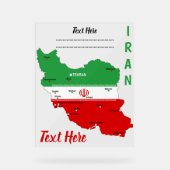 Iran Map with Flag and Emblem アクリルサイン (正面)