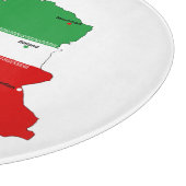Iran Map with Flag and Emblem カッティングボード (角)