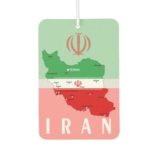 Iran Map with Flag and Emblem カーエアーフレッシュナー (正面)