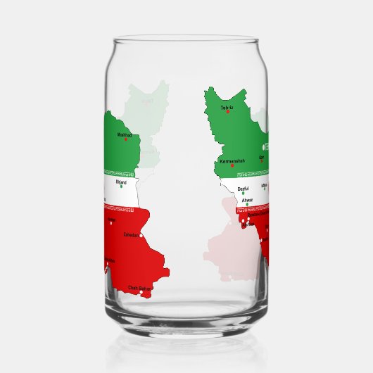 Iran Map with Flag and Emblem ガラス缶 (右)