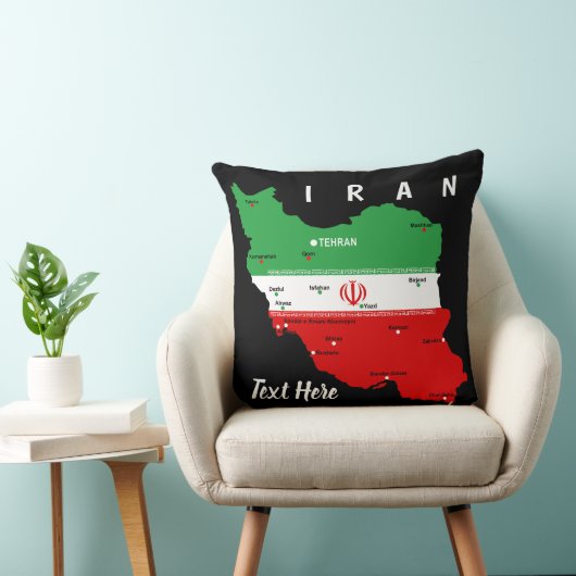 Iran Map with Flag and Emblem クッション (椅子)