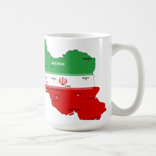 Iran Map with Flag and Emblem コーヒーマグカップ (右)