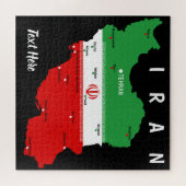 Iran Map with Flag and Emblem ジグソーパズル (横)