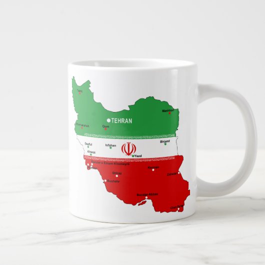 Iran Map with Flag and Emblem ジャンボコーヒーマグカップ (右)