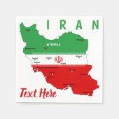 Iran Map with Flag and Emblem スタンダードカクテルナプキン (正面)