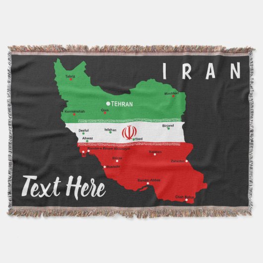 Iran Map with Flag and Emblem スローブランケット (正面)