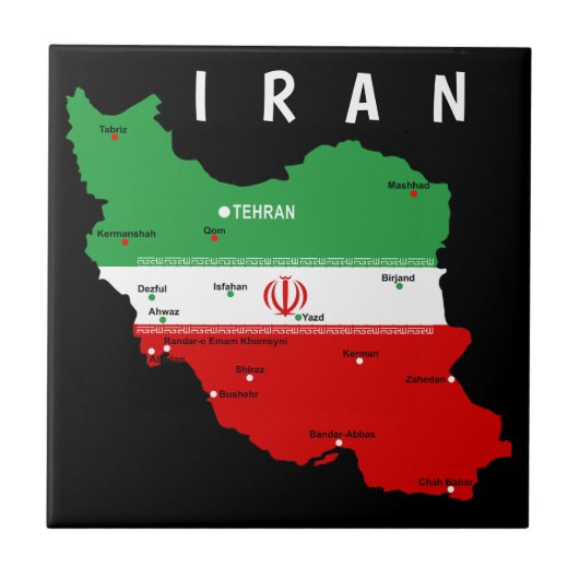 Iran Map with Flag and Emblem タイル (正面)