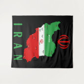 Iran Map with Flag and Emblem タペストリー (正面(横))
