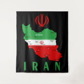 Iran Map with Flag and Emblem タペストリー (正面)