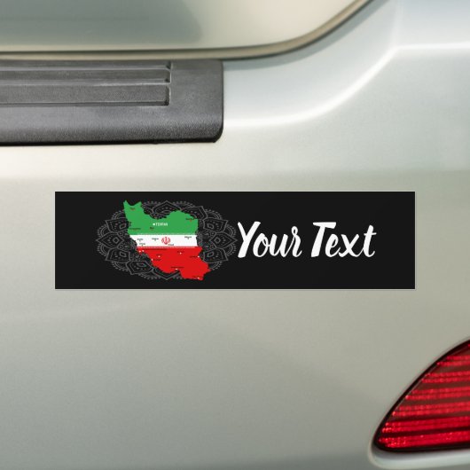 Iran Map with Flag and Emblem バンパーステッカー (車上)