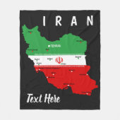 Iran Map with Flag and Emblem フリースブランケット (正面)