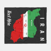 Iran Map with Flag and Emblem フリースブランケット (正面(横))