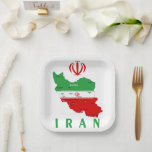 Iran Map with Flag and Emblem ペーパープレート<br><div class="desc">Iran Political Map with capital Tehran,  national borders,  most important cities,  rivers and lakes. The Iranian Flag Colors are superposed on the Map Silhouette. Vector Illustration by BluedarkArt TheChameleonArt</div>