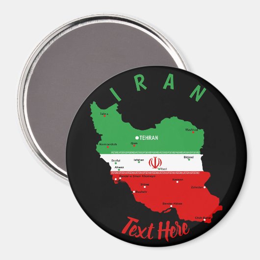 Iran Map with Flag and Emblem マグネット (正面/裏面)