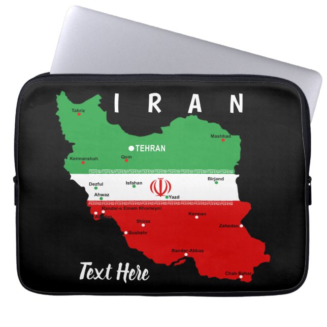 Iran Map with Flag and Emblem ラップトップスリーブ (正面)