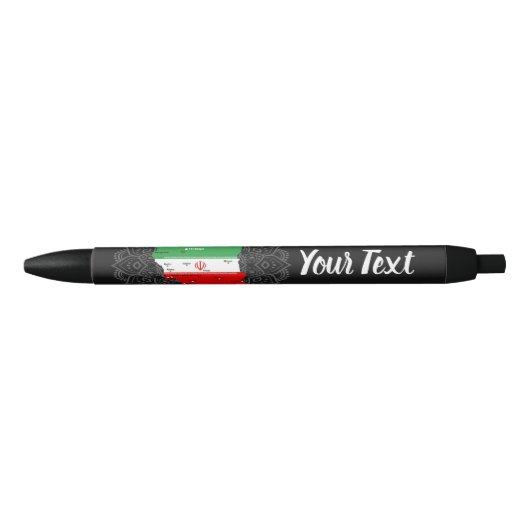 Iran Map with Flag and Emblem 黒ボールペン (正面)