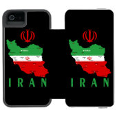 Iran Map with Flag and Emblem Incipio iPhoneウォレットケース (フォリオ Open)