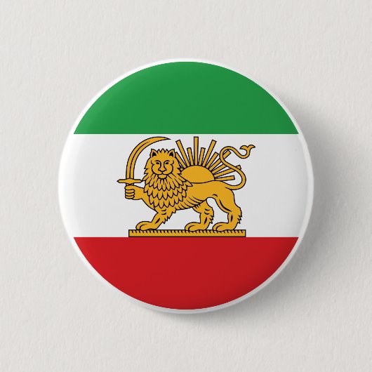 Iranian Lion and Sun Historic Flag Emblem 缶バッジ (正面)