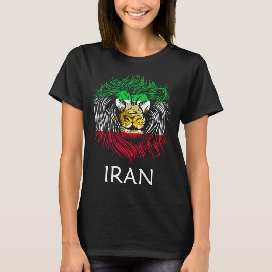 Iranian Lion Head Flag Iran Tシャツ (正面)