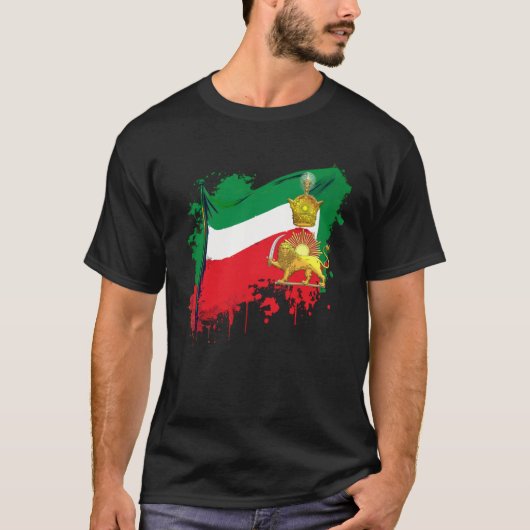 Irans Flag with Pahlavi Crown shir va khorshyid Tシャツ (正面)