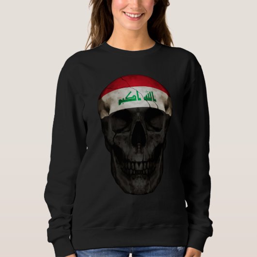 Iraq Flag Skull Iraqi Roots Proud Patriotic スウェットシャツ (正面)
