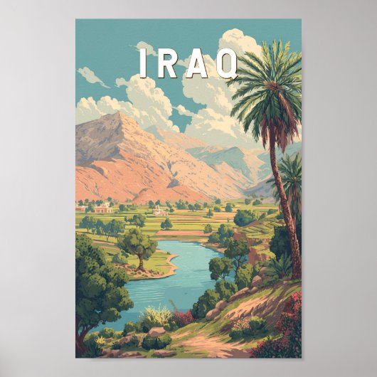 Iraq Illustration Travel Art Vintage ポスター (正面)