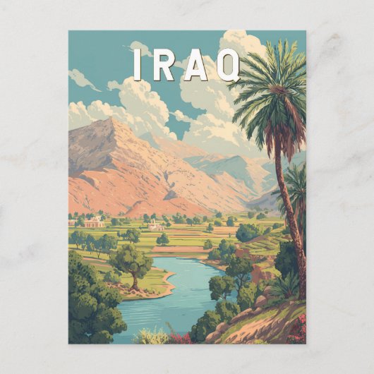 Iraq Illustration Travel Art Vintage ポストカード (正面)