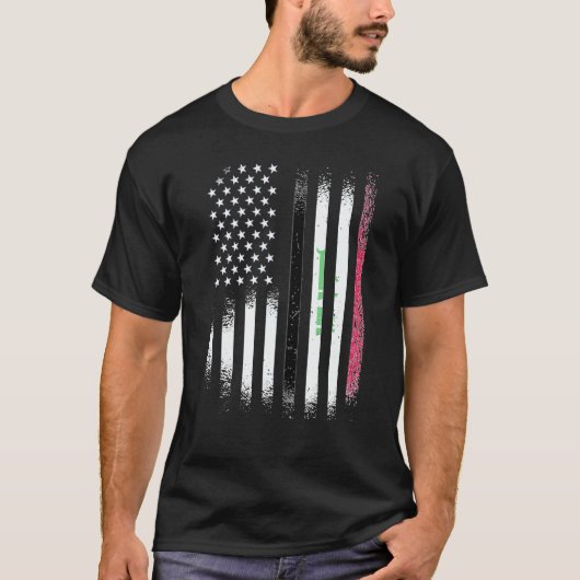 Iraqi American Patriot Grown Country USA Flags Str Tシャツ (正面)