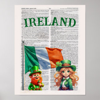 IRELAND - – 辞書ページアート ポスター