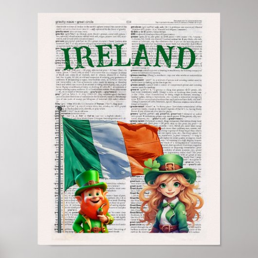 IRELAND - – 辞書ページアート ポスター (正面)