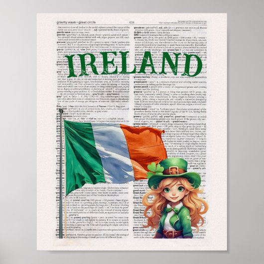 IRELAND - – 辞書ページアート ポスター (正面)