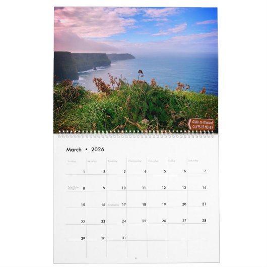 Ireland 2026 Calendar カレンダー (3月 2026)