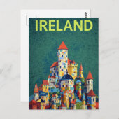 Ireland Castle Colorful Retro Travel ポストカード (正面/裏面)