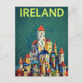 Ireland Castle Colorful Retro Travel ポストカード