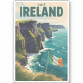 Ireland Cliffs of Moher Illustration Travel Art シール (正面)