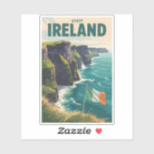 Ireland Cliffs of Moher Illustration Travel Art シール (シート)