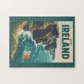 Ireland Cliffs of Moher Illustration Travel Art ジグソーパズル (横)