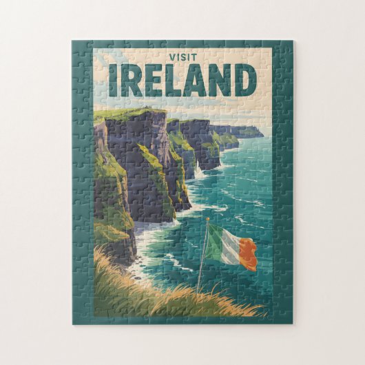 Ireland Cliffs of Moher Illustration Travel Art ジグソーパズル (縦)