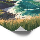 Ireland Cliffs of Moher Illustration Travel Art ポスター (角)