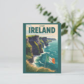Ireland Cliffs of Moher Illustration Travel Art ポストカード (スタンド正面)