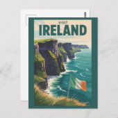 Ireland Cliffs of Moher Illustration Travel Art ポストカード (正面/裏面)